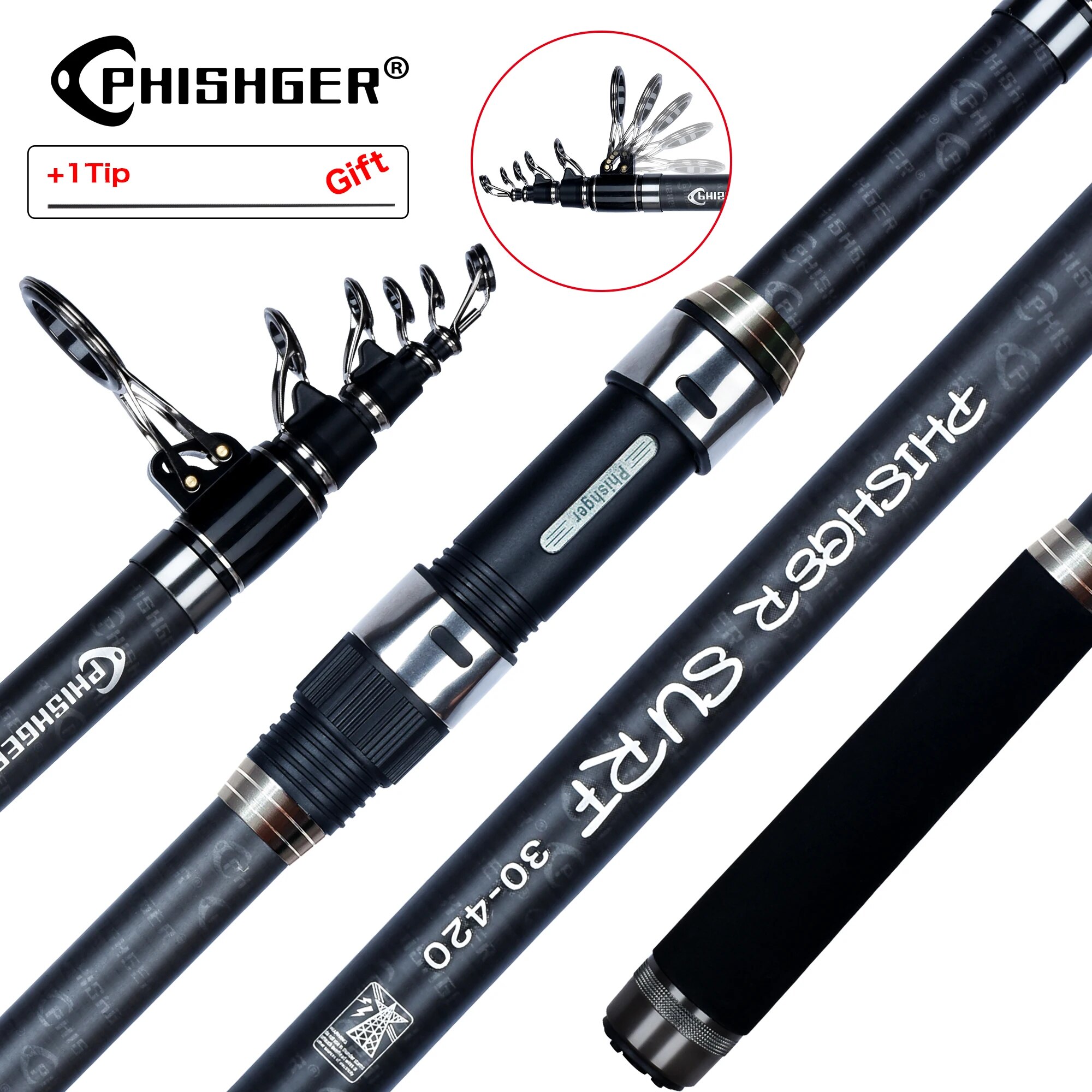 PHISHGER Canna da Spinning Tel - Fishing Rod Surf recensione e prezzo