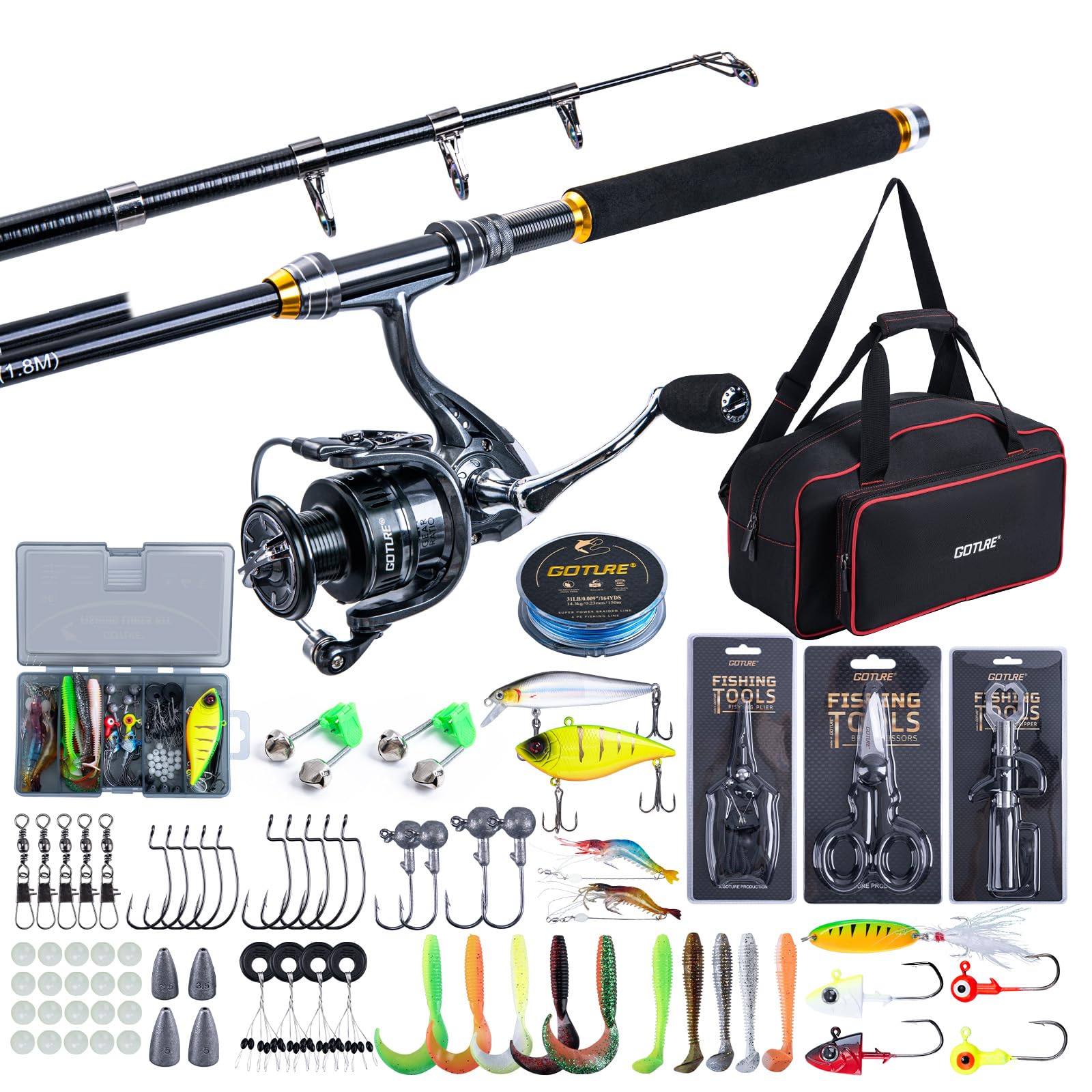 Goture Canna da pesca telescop - Fishing Rod Combo recensione e prezzo
